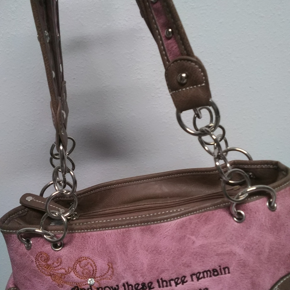 Stylish Pink and Brown Shoulder Bag